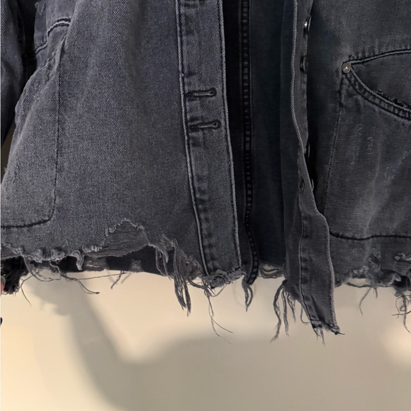Free People Moonchild Denim Shirt Jacket faded Black XS - Picture 6 of 14